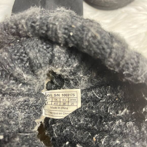 UGG Australia Cambridge 1003175 leather Suede black Knit top Buckle Boots SZ8 - Picture 12 of 13